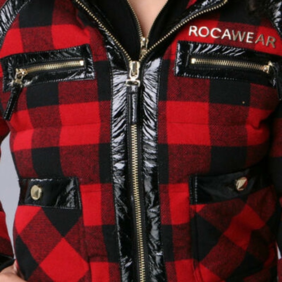 NEW Plaid ROCAWEAR Y2K  Buffalo Plaid  Wool patent leather Fur coat 2X PLUS - Picture 13 of 16